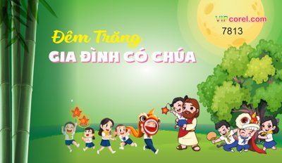 File tranh gốc Backdrop Vui Trung Thu cùng chúa Giêsu #4 file corel chủ đề hiện đại