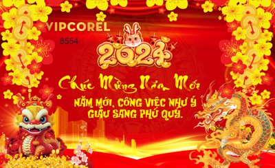 File tranh gốc Backdrop chúc mừng năm mới 2024 #4 file corel (bản quyền) Filetranh.com