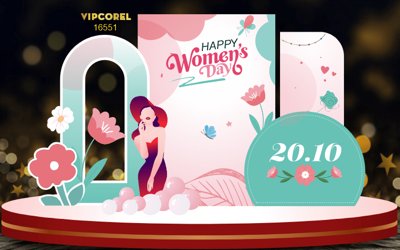 File gốc Backdrop check in ngày phụ nữ Việt Nam 20/10 #27 (trang trí) phòng trẻ em