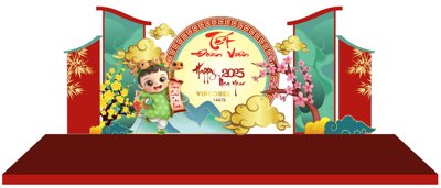 File tranh PSD Backdrop decor sân khấu chụp ảnh tết 2025 #10 chất lượng cao