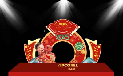 Download file gốc Backdrop decor sân khấu chụp ảnh tết 2025 #11 (in lụa) tranh 3D