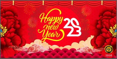 Download file gốc Backdrop happy new year 2023 #19 file corel (in mica) trong suốt