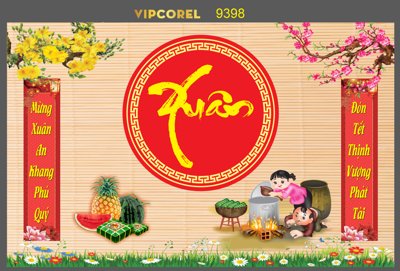 File gốc Backdrop nền mành tăm tre xuân 2024 vector #96 (chuẩn màu) cho in offset
