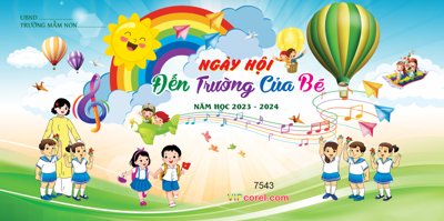 Ảnh gốc file in lụa Backdrop ngày hội đến trường của bé 2023 #16 corel chi tiết