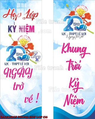 File gốc File mẫu Backdrop phông nền kỷ niệm họp lớp ra trường 136 (ảnh chi tiết) để in trần