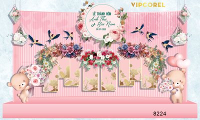 File gốc Backdrop sân khấu đám cưới 2023 #26 file corel (PNG) trong suốt (transparent)