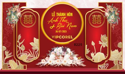 Tải file gốc Backdrop sân khấu đám cưới 2023 #27 file corel (bản PSD) còn layer