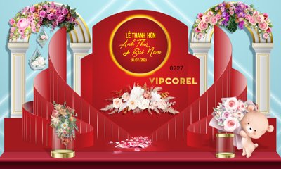 File gốc Backdrop sân khấu đám cưới 2023 #29 file corel (in tráng gương) ốp tường