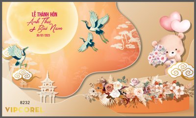 Download file gốc Backdrop sân khấu đám cưới 2023 #34 file corel (in lụa) nghệ thuật