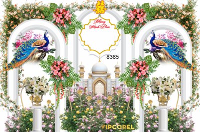 Chi tiết file tranh tráng gương Backdrop sân khấu đám cưới 2023 #51 file corel (ảnh gốc)