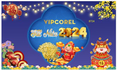 File in ấn Backdrop tiệc tất niên 2024 #55 file corel (bản gốc) sắc nét