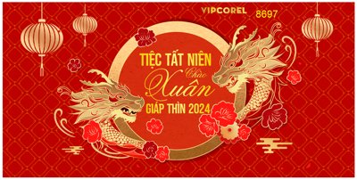 Ảnh gốc Backdrop tiệc tất niên chào xuân 2024 #29 (siêu chi tiết) để in ấn