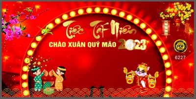 Download file Backdrop tiệc tất niên chào xuân quý mão 2023 #44 (gốc) in mica ốp bếp