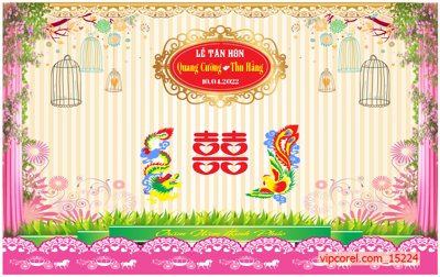 File in mica Backdrop trang trí đám cưới 2025 wedding vector #122 (bản gốc) làm vách ngăn