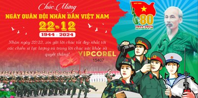 Ảnh gốc Banner chúc mừng ngày quân đội 22-12 file corel (nét căng) in mica