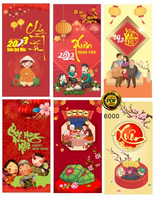 File gốc Bao lì xì chúc mừng năm mới 2023 #6 file corel (in tráng gương) sang trọng