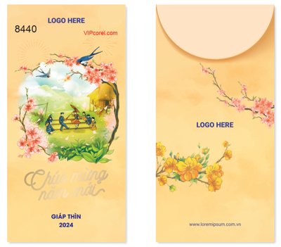 Tải file Bao lì xì chúc mừng năm mới 2024 #1 file corel (ảnh gốc) in tranh kính