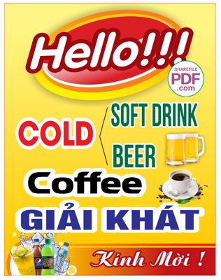 File gốc Biển Hello cold - soft drink - Beer - coffee file PDF & CDR (trang trí) cho phòng khách