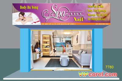 File tranh Biển QC Body Đá Nóng - spa lily Nail file corel (ảnh gốc) in trần xuyên sáng