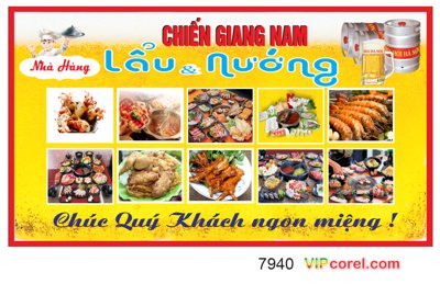 File gốc Biển QC Nhà hàng Lẩu & Nướng Chiến Giang Nam (dành cho quảng cáo)