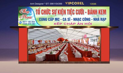 File gốc Biển QC Tổ chức sự kiện tiệc cưới - bánh kem (chuẩn CMYK) cho nhà in