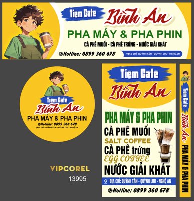 File tranh gốc Biển QC Tiệm Cà phê pha máy - cà phê muối (sắc nét từng chi tiết)