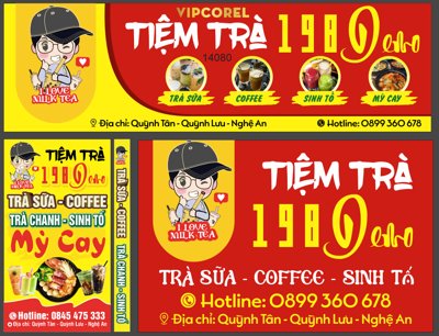 File gốc Biển QC Tiệm Trà 198 - trà sữa coffee file corel (in mica) cắt laser