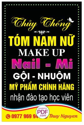 File gốc Biển Thủy Thống - Makeup Nam nữ file PDF & CDR (cho in UV) siêu nét