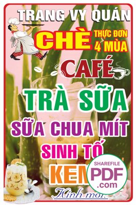 File gốc Biển Trang Vi Quán - chè - cà phê - trà sữa file PDF & CDR (in tráng gương) hiện đại