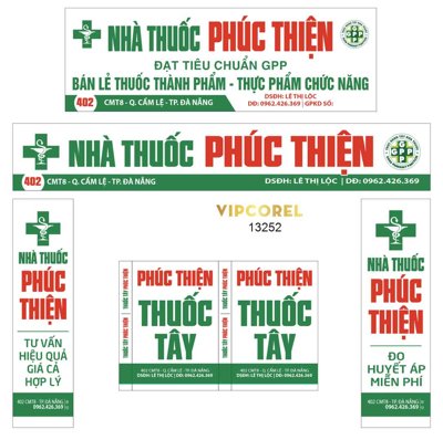 Tải file Biển bảng Nhà Thuốc Phúc Thiện file corel (gốc) làm file tranh quảng cáo