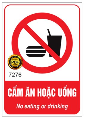 Tải file tranh Biển cảnh báo cấm ăn hoặc uống - No eating or Drinking (gốc) tại Filetranh.com