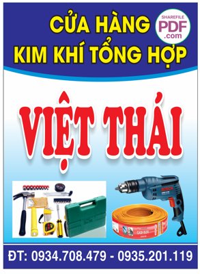 Ảnh gốc Biển cửa hàng kim khí tổng hợp Việt Thái file PDF & CDR (độ nét cao) in mica