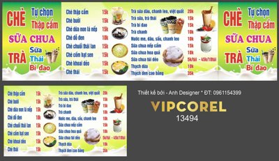 Tải file gốc Biển dán xe bán nước - chè - trà sữa - sữa chua (để in lụa)
