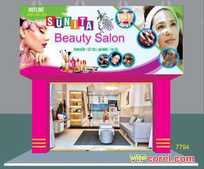 Tải file gốc Biển hiệu Beauty Saon Sunita - trang điểm file corel (in khổ lớn) không mờ