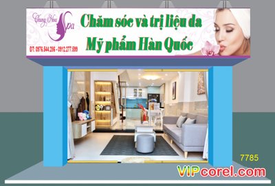 File tranh in tráng gương Biển hiệu Chung Hoa Spa - chăm sóc và trị liệu da (siêu nét)