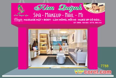 File tranh Biển hiệu Kim Quỳnh Spa - makeup nail - mi file corel (bản gốc) treo quán cafe