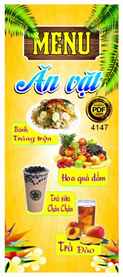 File in trần Biển menu quán ăn vặt - hoa quả - trà sữa file corel (file gốc) chủ đề vũ trụ