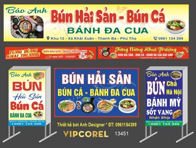 Tải file gốc Biển quảng cáo Bún hải sản - bún cá Bảo Anh dùng cho in ấn