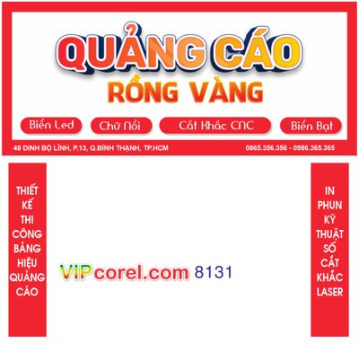 Download file tranh Biển quảng cáo Rồng vàng - biển led - chữ nổi (file gốc PSD)