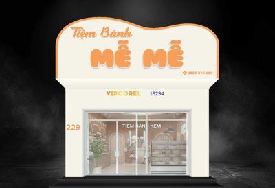 Tải file gốc Biển quảng cáo Tiệm Bánh Kem Mễ Mễ file corel (bản PSD) còn layer