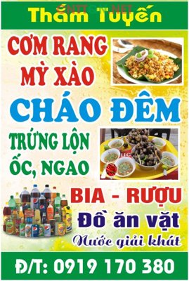 Download file Biển quảng cáo quán ăn bia rượu, cháo đêm CDR (gốc) in mica bàn thờ