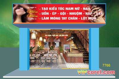 Download file Biển quảng cáo tạo kiểu tóc nam nữ - nail file corel (gốc) in mica đèn LED