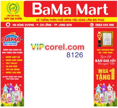 File tranh Biển siêu thị Lâm Đại Phúc - BaMa Mart file corel (file gốc) chuẩn màu in