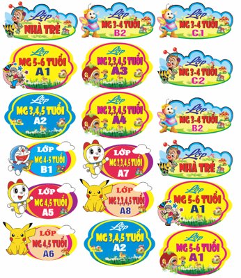 File gốc Biển tên lớp nhà trẻ mầm non file corel (trang trí) phòng trẻ em