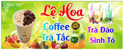 File PSD Biển trà sữa Lệ Hoa - trà đào sinh tố file corel (gốc) cho in quảng cáo