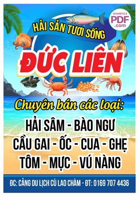 Tải file Biển vẫy Đức Liên - Hải sản tươi sống file PDF & CDR (gốc) làm tranh treo tường