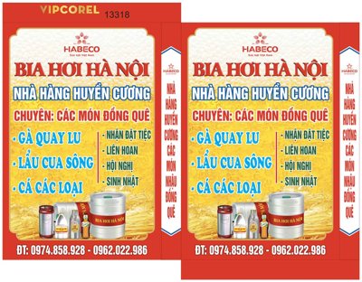 File tranh ảnh gốc Biển vẫy Bia hơi Hà Nội - Nhà hàng Huyền Cương dùng cho in khổ lớn