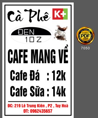 File gốc Biển vẫy Cà phê đen 102 - cà phê mang về (in lụa) họa tiết 3D