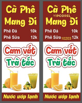 Ảnh mô tả file gốc in mica Biển vẫy Cà phê mang đi - cam vắt trà tắc