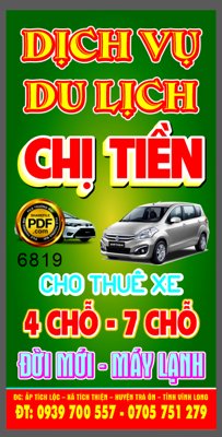 Tải file Biển vẫy Dịch vụ du lịch Chị Tiền - cho thuê xe file corel (ảnh gốc) file AI/EPS